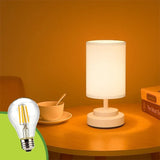 LÁMPARA DE MESA LINEAL ANGELA + FOCO LED TRANSPARENTE A60 4W LUZ CÁLIDA