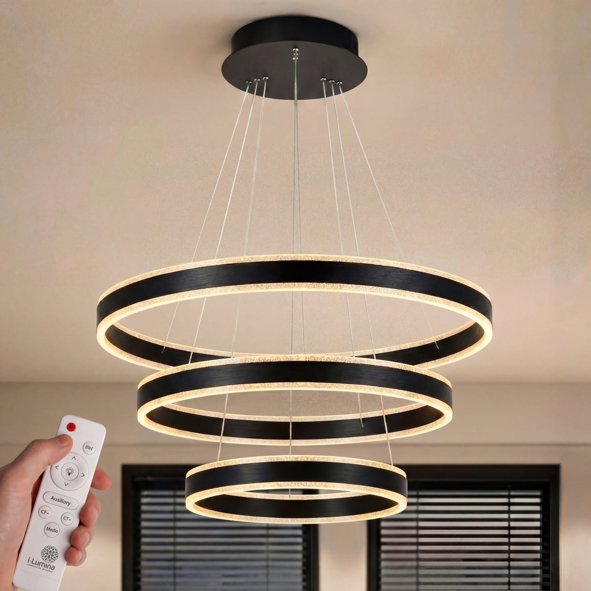 Control remoto para configuración de escenas de luz en lámpara de 3 niveles