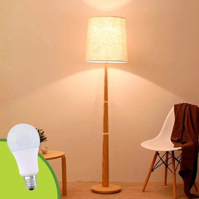LÁMPARA DE PIE MACARENA WOOD LED + FOCO LED 12W LUZ CÁLIDA