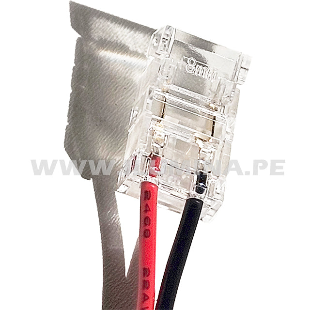 2P-8DT-COB CONECTOR INICIAL CON CABLE PARA CINTA COB LED MARCA ILUMINA (NO REQUIERE SOLDADURA)