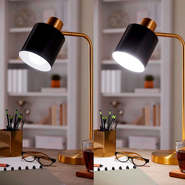 LÁMPARA DE MESA ALMENDRA BLACK AND GOLD LED