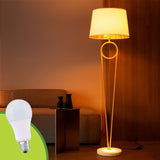 LÁMPARA DE PIE OLINDA GOLD AND WHITE LED + FOCO LED 12W LUZ CÁLIDA