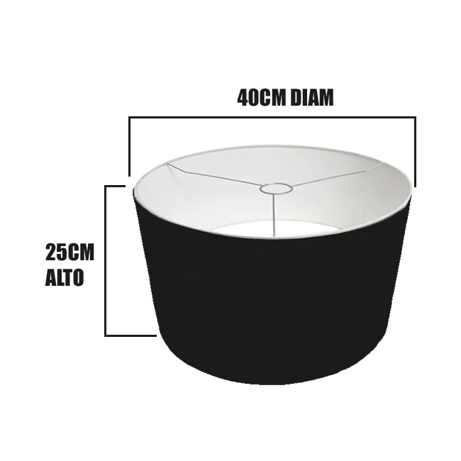 PANTALLA DECORATIVA PARA LÁMPARA 40DIAM 25ALT HUACHA IMPORTADA COLOR NEGRO
