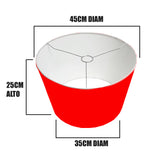 PANTALLA DECORATIVA CÓNICA 45DIAM X 35DIAM X 25ALT HUACHA IMPORTADA COLOR  ROJO