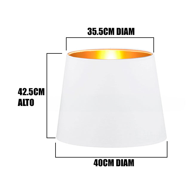 PANTALLA DECORATIVA SEMICÓNICA 40DIAM X 35DIAM X 42.5ALT HUACHA IMPORTADA COLOR BLANCA