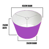 PANTALLA DECORATIVA CÓNICA 45DIAM X 35DIAM X 25ALT HUACHA IMPORTADA COLOR  MORADO