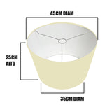PANTALLA DECORATIVA CÓNICA 45DIAM X 35DIAM X 25ALT HUACHA IMPORTADA COLOR PERLA