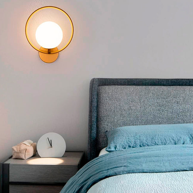 LÁMPARA DE PARED INTERIOR VALERIA GOLD + FOCO LED FILAMENTO G45 4W E27 TRANSPARENTE ILUMINA