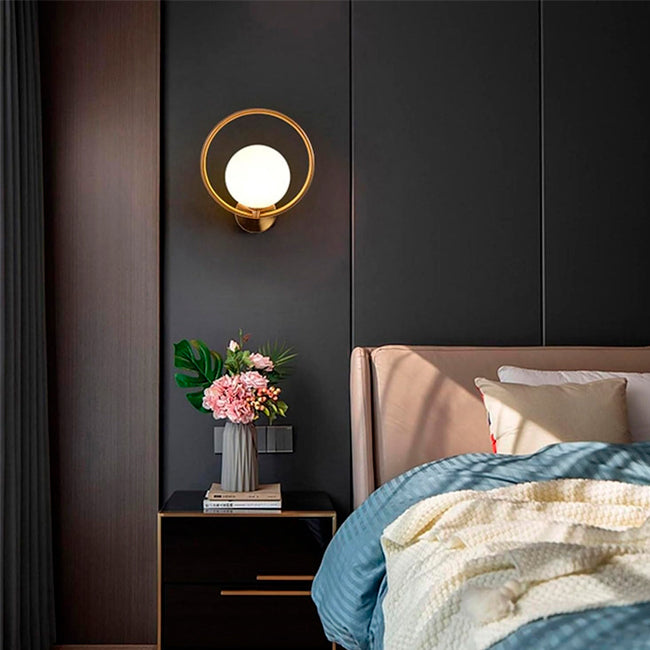 LÁMPARA DE PARED INTERIOR VALERIA GOLD + FOCO LED FILAMENTO G45 4W E27 TRANSPARENTE ILUMINA