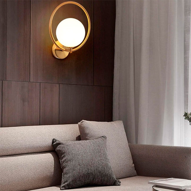 LÁMPARA DE PARED INTERIOR VALERIA GOLD + FOCO LED FILAMENTO G45 4W E27 TRANSPARENTE ILUMINA