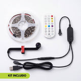 CINTA LED RGB USB 5V PARA TV 24-65 PULGADAS 3.5M CON CÁMARA + CONTROL REMOTO