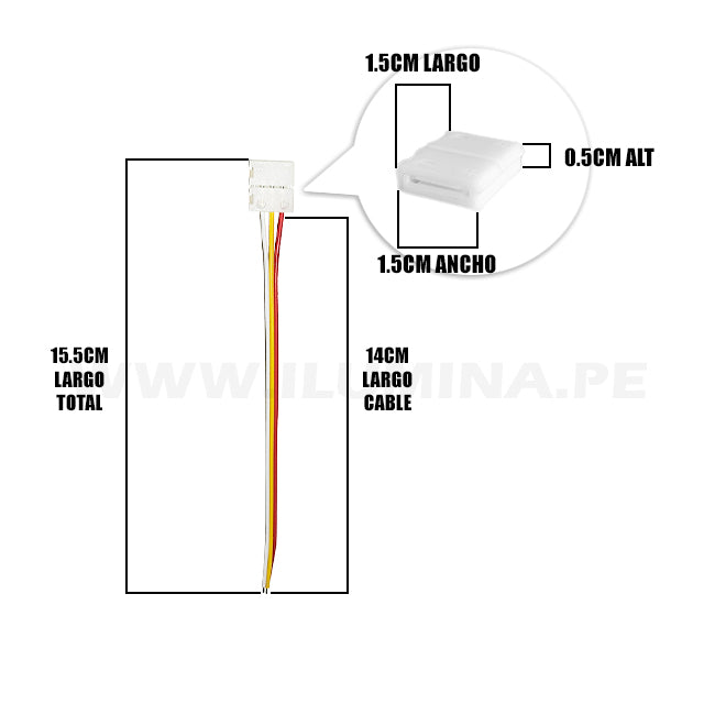 3P-10DT CONECTOR INICIAL CON CABLE PARA CINTA LED PIXEL MARCA ILUMINA (NO REQUIERE SOLDADURA)