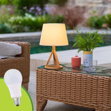 LÁMPARA DE MESA DE MADERA TRÍPODE MARINA + FOCO LED 12W LUZ CÁLIDA