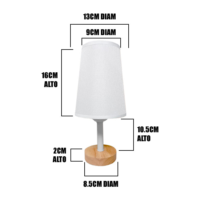 LÁMPARA DE MESA DE MADERA BRIANNA + FOCO LED ÁMBAR G45 4W LUZ CÁLIDA