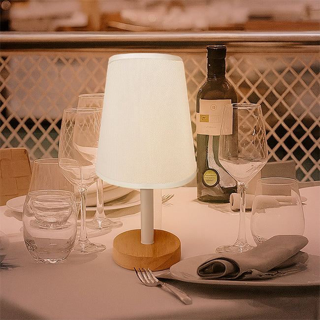 LÁMPARA DE MESA DE MADERA BRIANNA + FOCO LED ÁMBAR G45 4W LUZ CÁLIDA