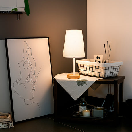 LÁMPARA DE MESA DE MADERA BRIANNA + FOCO LED ÁMBAR G45 4W LUZ CÁLIDA