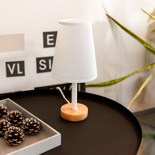 LÁMPARA DE MESA DE MADERA BRIANNA + FOCO LED ÁMBAR G45 4W LUZ CÁLIDA