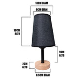 LÁMPARA DE MESA LINEAL XIMENA BLACK AND WOOD + FOCO LED TRANSPARENTE A60 4W LUZ CÁLIDA
