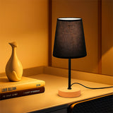 LÁMPARA DE MESA LINEAL XIMENA BLACK AND WOOD + FOCO LED TRANSPARENTE A60 4W LUZ CÁLIDA