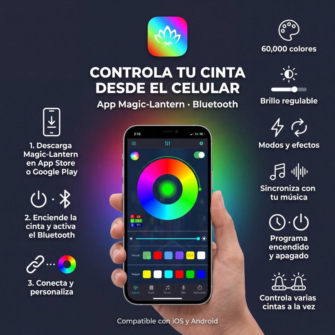 CINTA LED RGB USB 5V PARA TV 24-65 PULGADAS 3.5M CON CÁMARA + CONTROL REMOTO