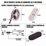 CINTA LED RGB USB 5V PARA TV 24-65 PULGADAS 3.5M CON CÁMARA + CONTROL REMOTO
