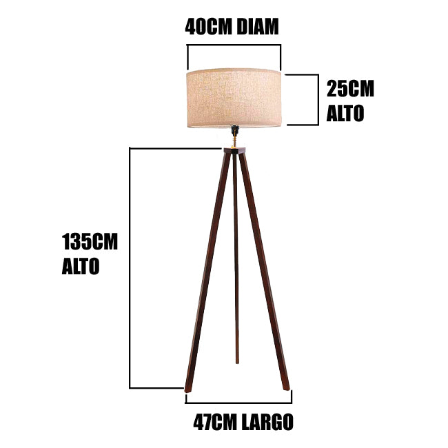 LÁMPARA DE PIE TRÍPODE DE MADERA BERLÍN