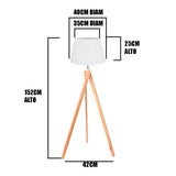 LÁMPARA DE PIE TRÍPODE DE MADERA NÓRDICA CARIDADE + PANTALLA DECORATIVA PARA LÁMPARA 40DIAM 30DIAM 25ALT HUACHA IMPORTADA