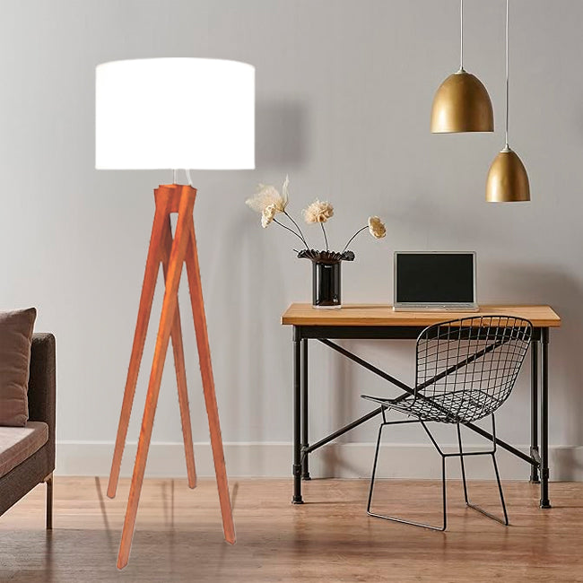 LÁMPARA DE PIE DE MADERA AMOSIEL