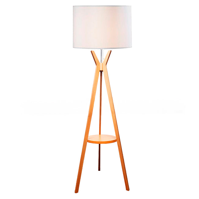 LÁMPARA DE PIE DE MADERA CON REPISA ROMEA