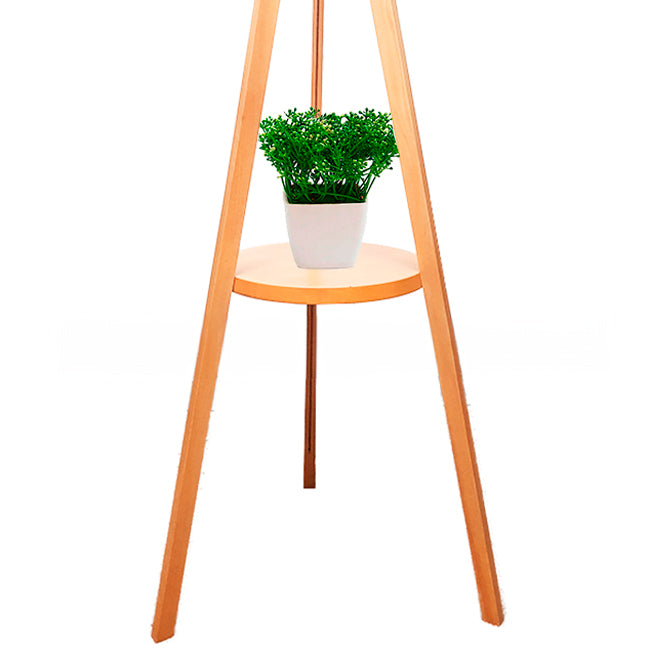 LÁMPARA DE PIE DE MADERA CON REPISA ROMEA