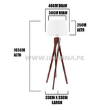 LÁMPARA DE PIE DE MADERA ANARIEL + PANTALLA DECORATIVA PARA LÁMPARA 40DIAM 30DIAM 25ALT HUACHA CORTADA