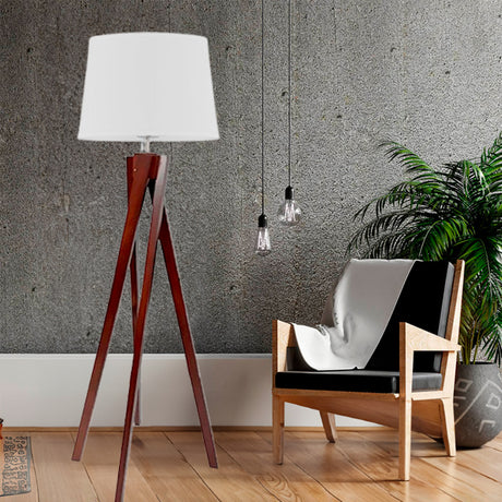 LÁMPARA DE PIE DE MADERA ANARIEL + PANTALLA DECORATIVA PARA LÁMPARA 40DIAM 30DIAM 25ALT HUACHA CORTADA