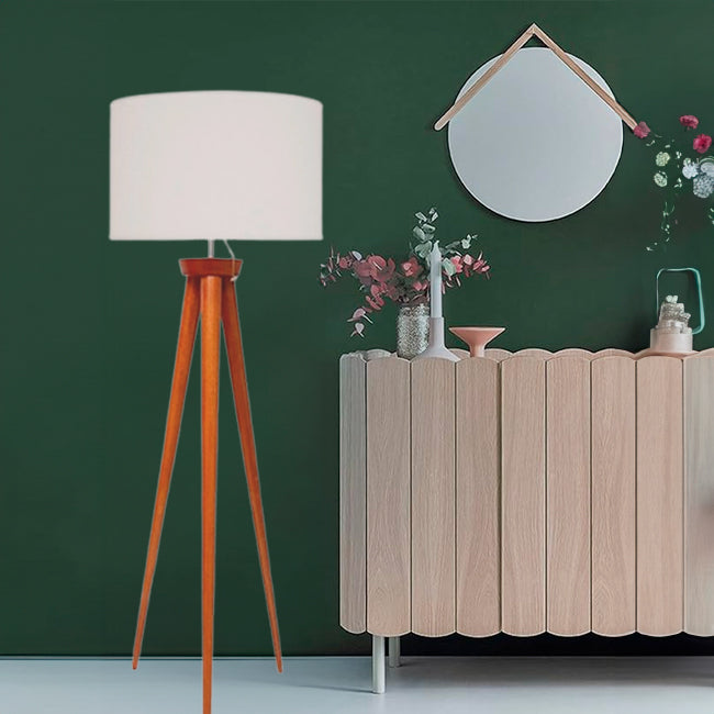 LÁMPARA DE PIE TRÍPODE DE MADERA ANTONIAZZI