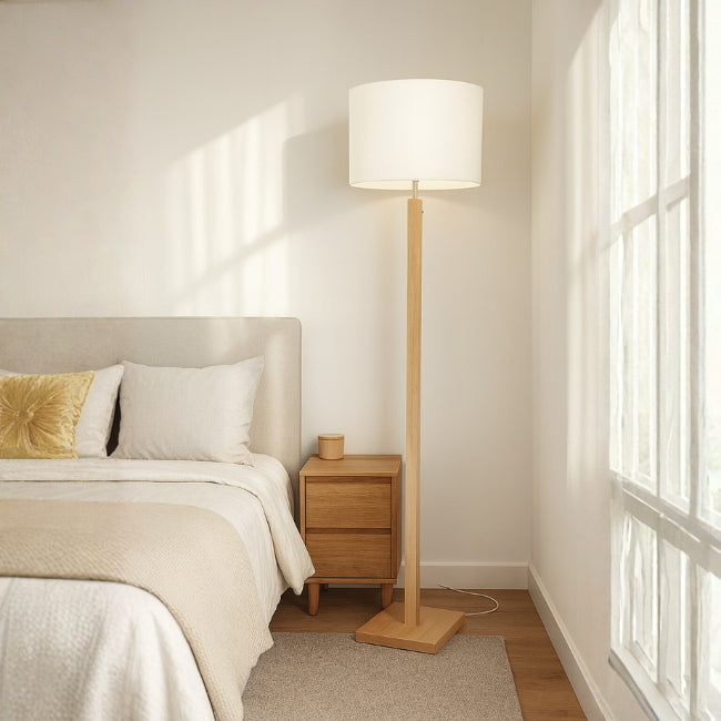 LÁMPARA DE PIE DE MADERA AQUALIZ