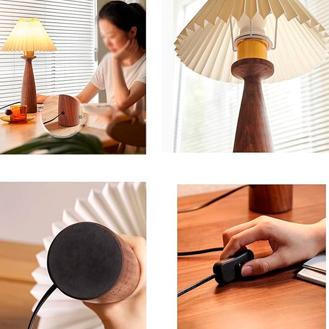 LÁMPARA DE MESA DE MADERA ANTHUANE + FOCO LED 12W LUZ CÁLIDA