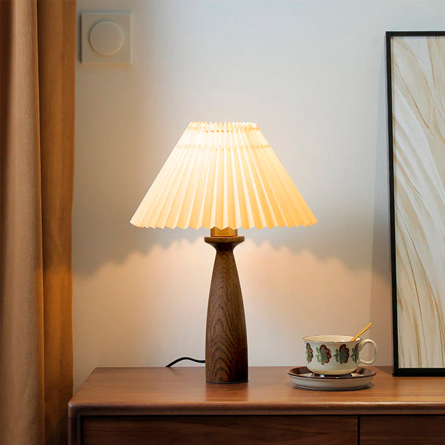 LÁMPARA DE MESA DE MADERA ANTHUANE + FOCO LED 12W LUZ CÁLIDA