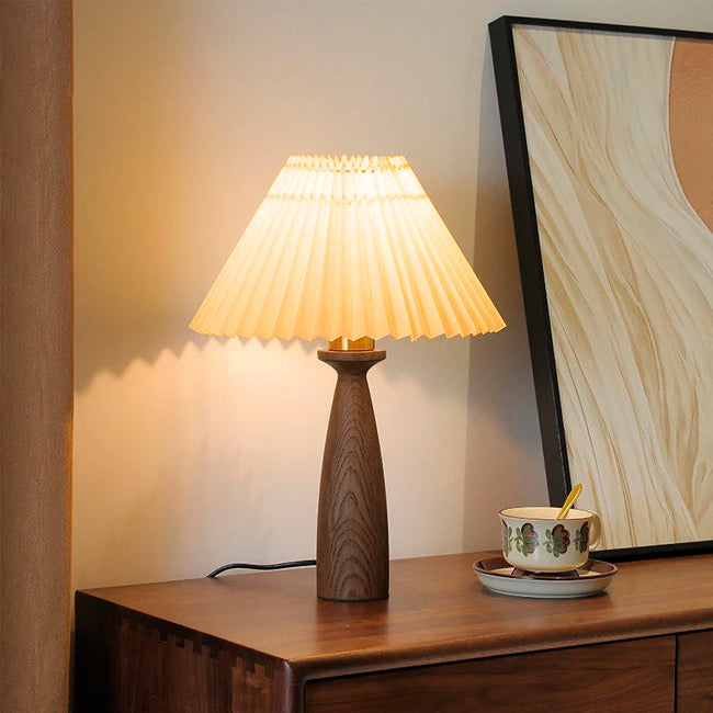 LÁMPARA DE MESA DE MADERA ANTHUANE + FOCO LED 12W LUZ CÁLIDA