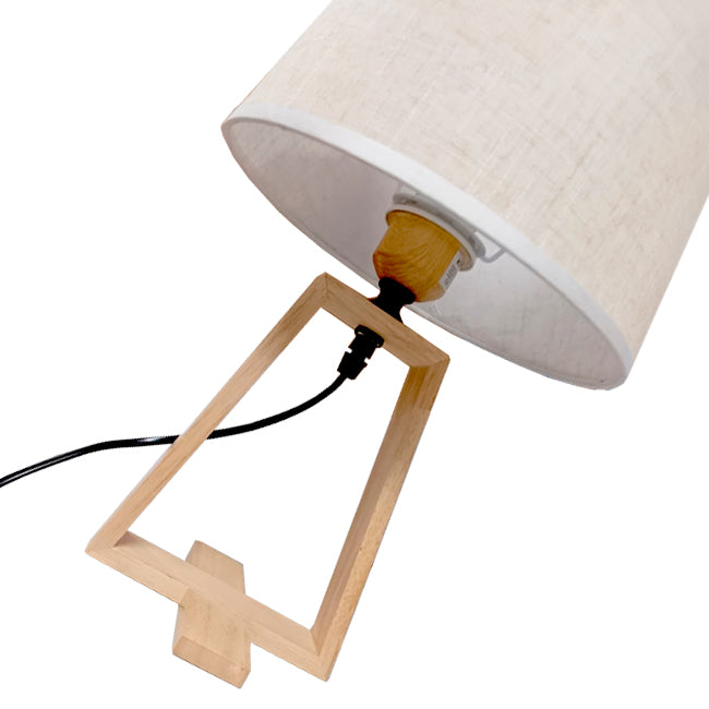 LÁMPARA DE MESA DE MADERA TRIPODE LIDIA + FOCO LED 12W LUZ CÁLIDA