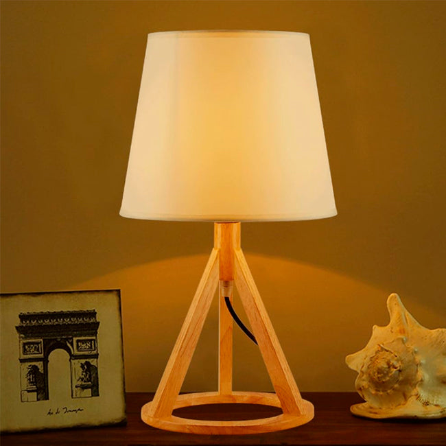 LÁMPARA DE MESA DE MADERA TRÍPODE MARINA + FOCO LED 12W LUZ CÁLIDA