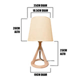 LÁMPARA DE MESA DE MADERA TRÍPODE MARINA + FOCO LED 12W LUZ CÁLIDA