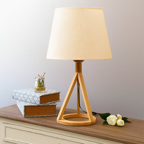 LÁMPARA DE MESA DE MADERA TRÍPODE MARINA + FOCO LED 12W LUZ CÁLIDA