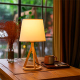 LÁMPARA DE MESA DE MADERA TRÍPODE MARINA + FOCO LED 12W LUZ CÁLIDA