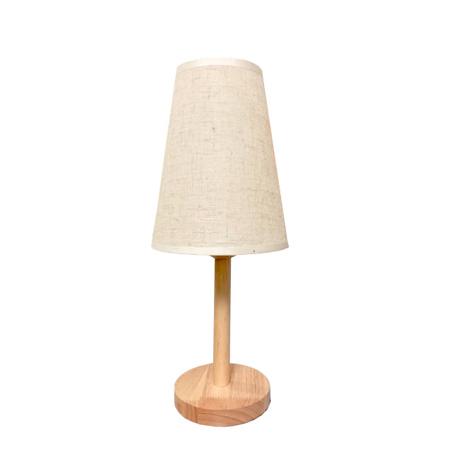 LÁMPARA DE MESA DE MADERA XIMENA WHITE AND WOOD + FOCO LED TRANSPARENTE A60 4W LUZ CÁLIDA