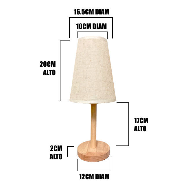 LÁMPARA DE MESA DE MADERA XIMENA WHITE AND WOOD + FOCO LED TRANSPARENTE A60 4W LUZ CÁLIDA