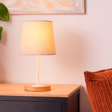 LÁMPARA DE MESA LINEAL FARITZA WHITE + FOCO LED 12W LUZ CÁLIDA