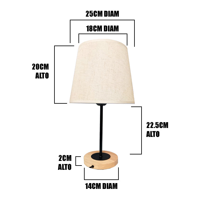 LÁMPARA DE MESA LINEAL CINTHYA + FOCO LED TRANSPARENTE A60 4W LUZ CÁLIDA