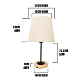 LÁMPARA DE MESA LINEAL CINTHYA + FOCO LED TRANSPARENTE A60 4W LUZ CÁLIDA
