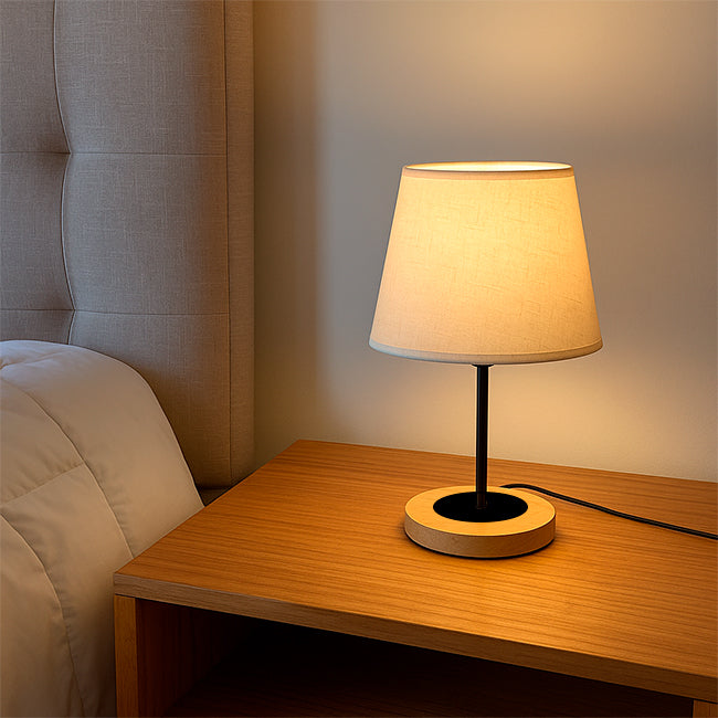 LÁMPARA DE MESA LINEAL CINTHYA + FOCO LED TRANSPARENTE A60 4W LUZ CÁLIDA
