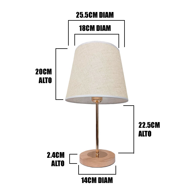 LÁMPARA DE MESA LINEAL FARITZA GOLD + FOCO LED 12W LUZ CÁLIDA