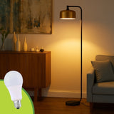 LÁMPARA DE PIE COOPPER LED + FOCO LED 12W LUZ CÁLIDA